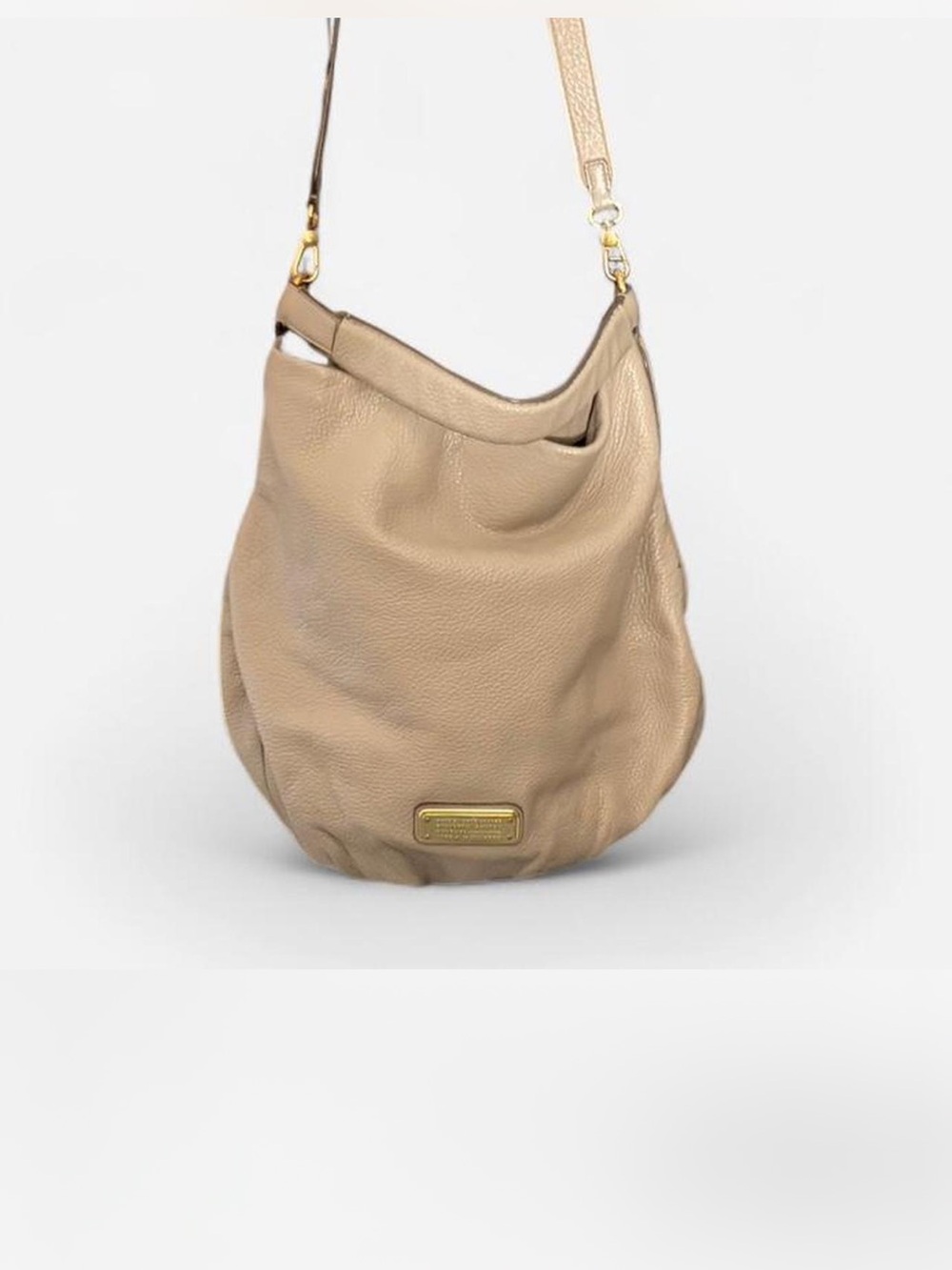 Marc by Marc Jacobs Taupe Pebbled Leather Shoulder Bag with Gold Hardware